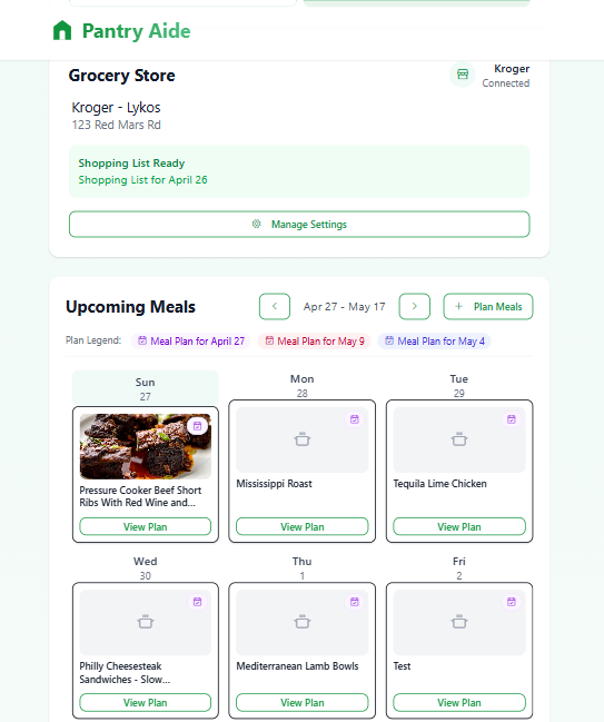 Pantry Aide App Interface